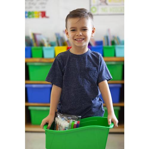 Storex Large Book Bin, 14.3 x 5.3 x 7 Inches, Red, Case of 6 (71116U06C), 14.3 x 5.3 x 7 Inches, 6-Pack