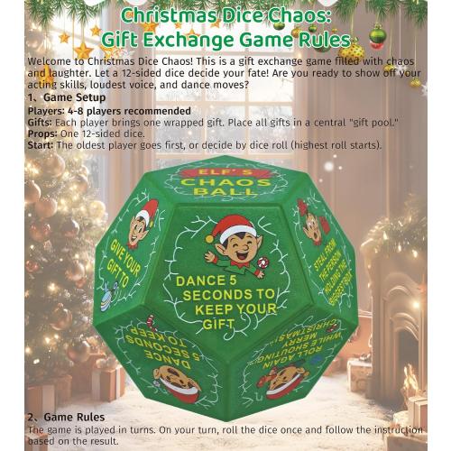 Hilarious Exchange Party Game Dice, Exchange Gifts Family Game, Christmas Stocking Stuffers White Elephant Gifts for Teens Adults, Gift Exchange Dice for Family Friends Holiday Xmas Party Supplies