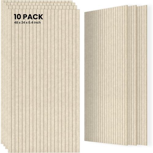 10 Pack Large Acoustic Panels,48 x 24 x 0.4 Inch Sound Proof Foam Panels for Walls，Premium Noise Dampening Panels,Sound Panels for Media Room, Office and Studio,Camel