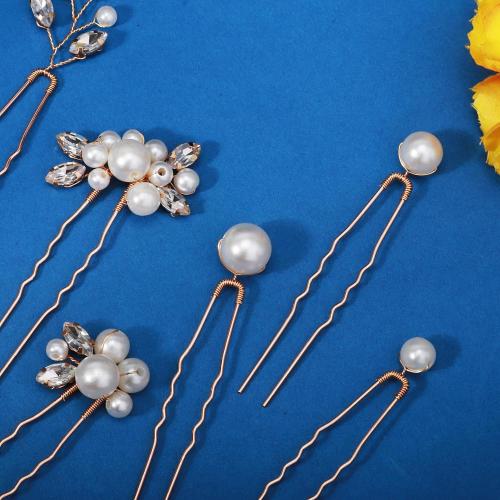 13 Pieces Pearl Crystal Bridal Hair Pins Rhinestone Flower Wedding Gold Hair Pieces Prom Accessory for Women Wedding Hairstyles