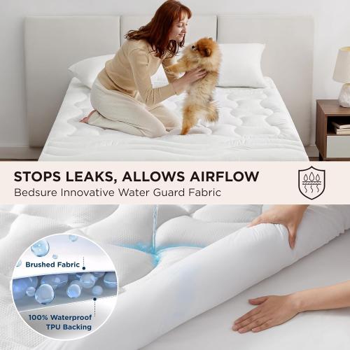 Bedsure California King Mattress Protector Waterproof - Quilted Fitted Cal King Mattress Pad Topper with 8-21 Inches Deep Pocket, Soft Bed Cover Padded, Machine Washable, White,72x84 Inches