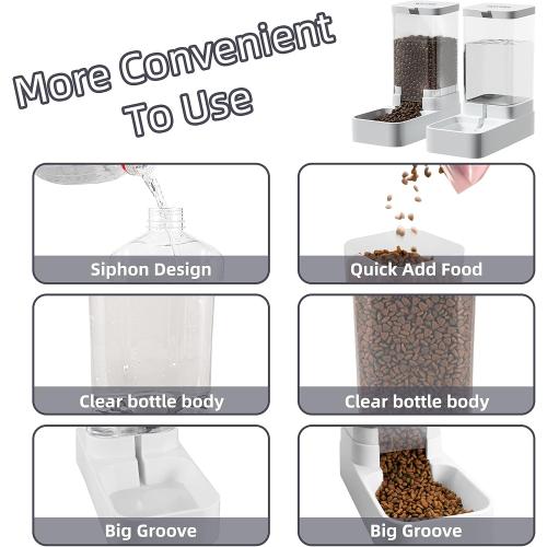 Gravity Pet Feeder and Water Dispenser Set, Automatic Dog Feeder and Dog Water Dispenser for Dogs Cats Pets Animals Large Capacity(3.8L)