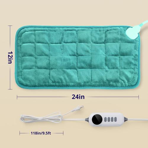 Heating Pad, Weighted Heating Pad with Massaging Vibrations, FSA Eligible HSA, 6 Heat Settings & 4 Massage Modes,Soothing Warmth for Back & Shoulders, 12 x 24,Light Blue