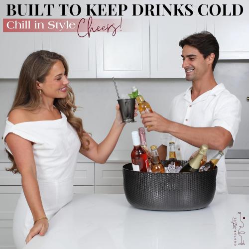 Gusto Nostro Large Beverage Tub for Parties - Metal Tub for Wine Bottles,Champagne,Beers - High Capacity Ice Bucket for Drinks - Extra Large Ice Buckets for Parties (22 qt) Outdoor Party Drink Bucket