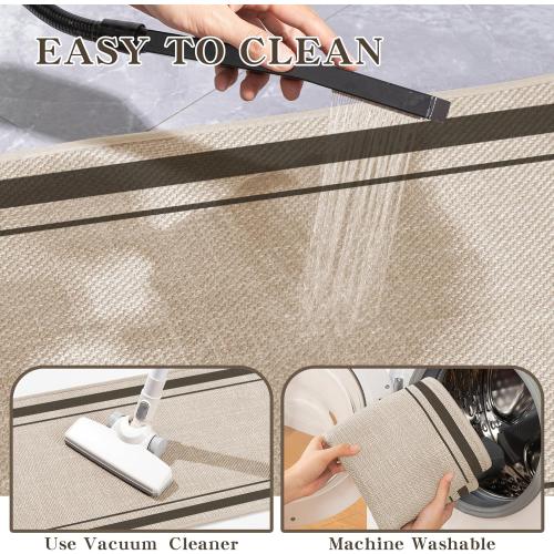 chakme Bathroom Rug Sets 2 Piece, Ultra Thin Bath Mat Quick Dry Bath Mat Set, Absorbent Bath Mat for Bathroom Non Slip Machine Washable, (Light Beige, 17x24 17x32)