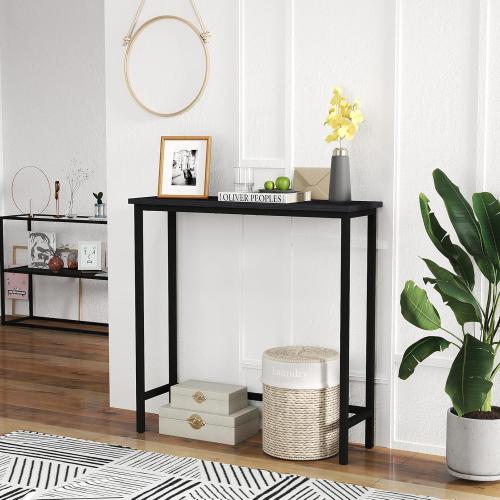 HollyHOME Narrow Console Table, 29.5 Slim Entryway Table, Sofa Stand, Hallway Shelf for Hallway, Bedroom, Living Room, Foyer, Black