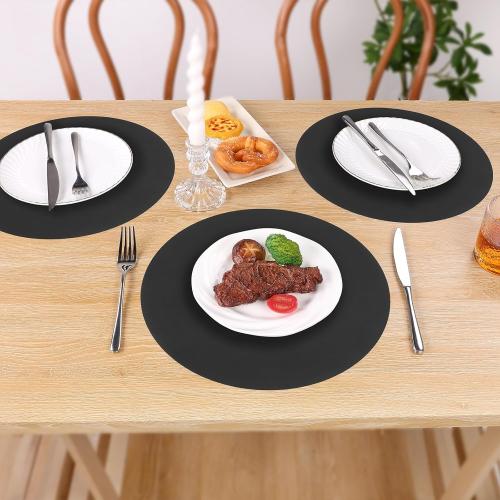 SHACOS 100 PCS Round Paper Placemats 13 inch Disposable Paper Place Mats for Dinner Wedding Birthday Party Festival Table Decoration Indoor Outdoor, Black