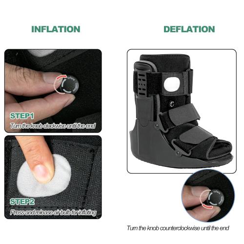 Size S/M....Air Walking Boot, Fracture Boot Short Walker Protection Fits Left or Right Foot Ankle Support for Injuries Fractures Sprains Black M