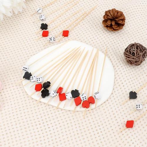 200pcs Casino Cocktail Picks Casino Theme Party Decorations 4.7inch Casino Dice Poker Toothpicks For Appetizers Fruit Cocktail Picks For Drinks Bamboo Toothpicks For Las Vegas Night Party Supplies