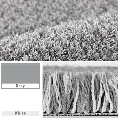Yimobra Fluffy Toilet Rugs U Shaped, Shaggy Soft Comfortable Non Slip, Water Absorbent Microfiber Bath Mat, Dries Quickly, Machine Washable Thick Bathroom Floor Rugs, 24x 20, Light Gray and White