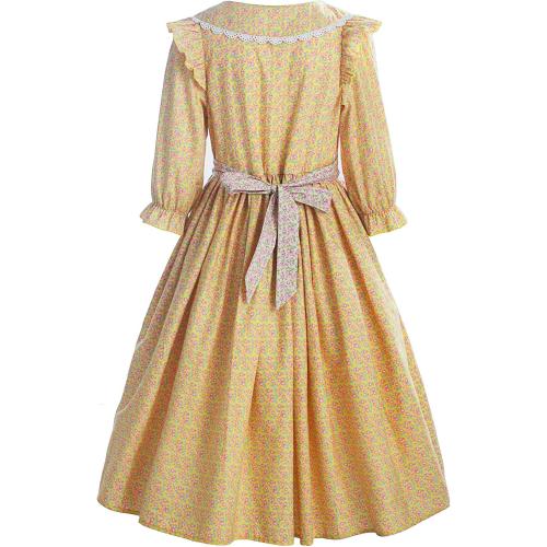 Size Large Color Yellow prairie cottage floral colonial rustic dress set