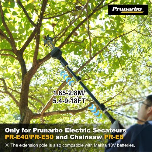 Extendable Pole for Cordless Electric Pruning Shear, Telescopic Pole 4.2-8.2 ft Extension for Gardening Tree Pruner Extended Cutting Reach for Professional Battery Secateurs Heavy Duty