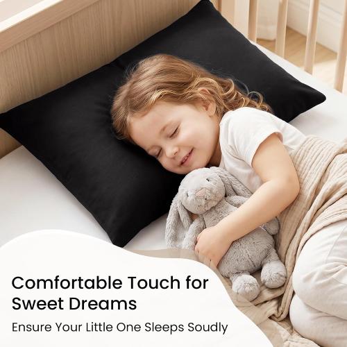 EXQ Home Toddler Pillowcases Zippered 13x18, Set of 2 (Black)