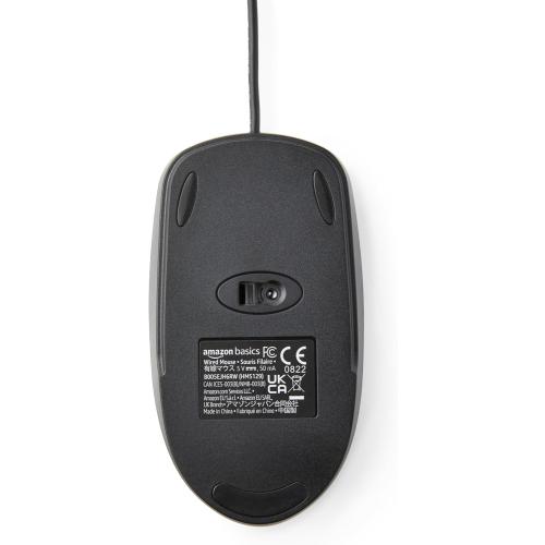 Amazon Basics 3-Button USB Wired Mouse with Scrolling and Tracking - Standard, Black
