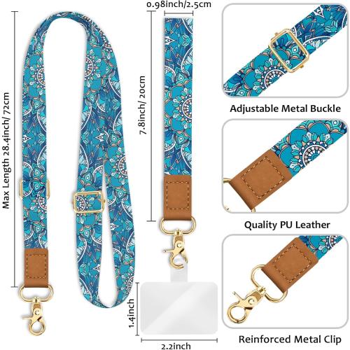 Phone Lanyard Crossbody Wrist Strap, Boho Bohemain Cell Phone Lanyards for Around the Neck Wristlet Shoulder, Adjustable Strap for Car Keys Keychain Wallet ID Badge