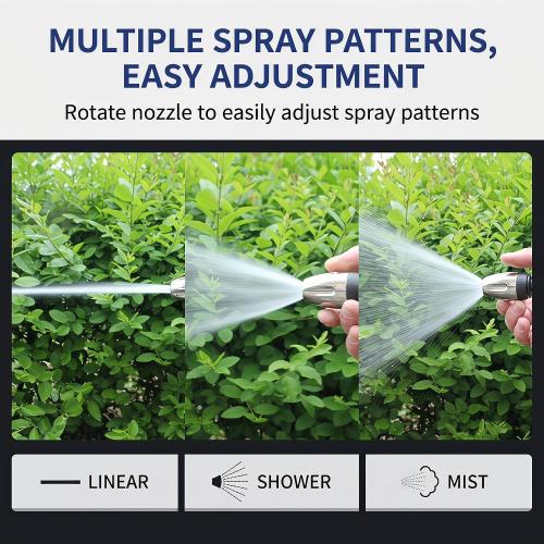 High Pressure Hose Nozzle with 4 Spray Modes, Adjustable Water Spray Gun, Metal Garden Hose Sprayer for Car Wash, Plant Watering, Patio & Outdoor Cleaning (Sprayer Kit with 3 Connectors & Foam Cannon)
