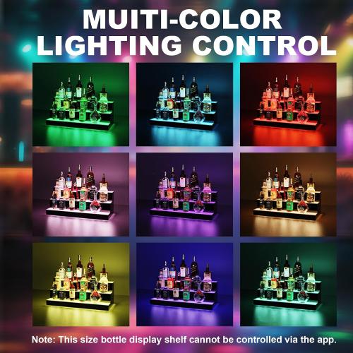 MESAlLUP 60 Inch 3 Tier Lighted Liquor Bottle Display Shelf, LED Bar Shelves with Remote Control, Mulit Color Lighting for Home Mini Bars Decor, Restaurants & Party Use, Acrylic Stand