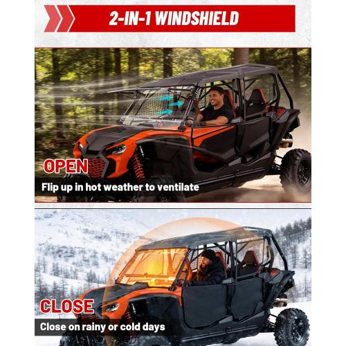 StarknightMT 2-in-1 Talon 1000 Flip Windshield Compatible with Talon 1000X/1000R/1000X4 2019 , Scratch & UV Resistant Folding Clear Polycarbonate Front Windscreen, No-Drill Install