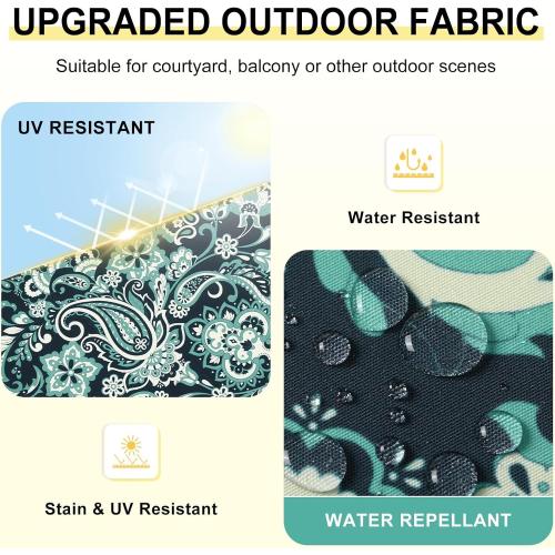 downluxe Outdoor Chair Cushions Set of 4 for Patio Furniture, Water-Resistant Square Corner Patio Chair Cushions with Ties, High Density Foam Outdoor Seat Cushion, 18.5 X 16 X 3, Green Paramecium