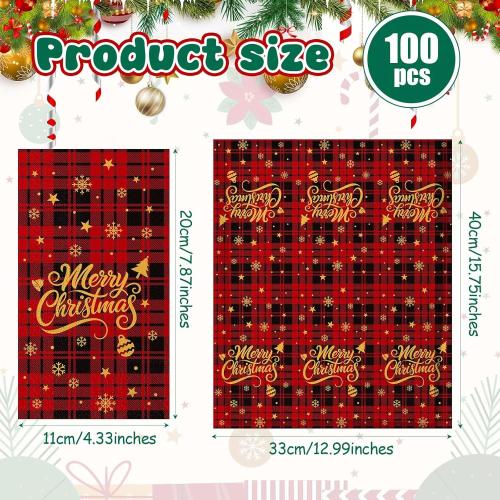 Gueevin 100 Pcs Buffalo Plaid Christmas Disposable Napkins Disposable Cocktail Napkins Guest Towel Christmas Tree Napkin for Xmas Kitchen Table Party Supplies Decor(Letter,4.3 x 7.9 Inch)