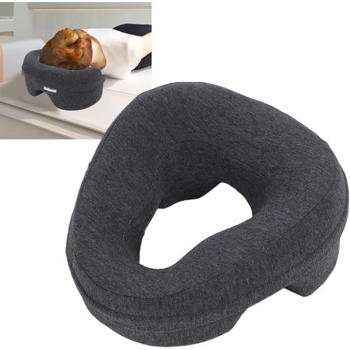 Face Down Pillow with Memory Foam, Soft Ergonomic Design for Comfortable Sleeping, Ideal for Home and Beauty Salon Use, Features Hollow Breathable Holes (Dark Gray)