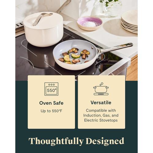 Caraway Mini Cookware Set - Non-Stick Ceramic Fry Pan (1.05 qt, 8) & Sauce Pan (1.75 qt) - Non Toxic, PTFE & PFOA Free - Oven Safe & Stovetop Agnostic (Gas, Electric & Induction) - Marigold