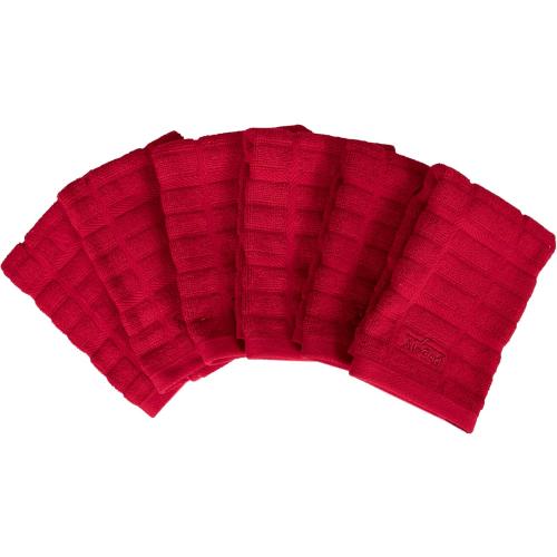 All Clad Premium Solid Dish Cloth Set: Highly Absorbent, Super Soft - 100% Turkish Cotton Terry Looped, 13 x14 Dish Towels for Cleaning & Drying Dishes, Pans, Glassware, or Counters, 6-Pack, Chili