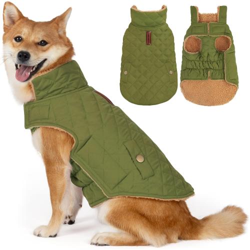 Dog Winter Coat, Warm Dog Jacket Windproof Waterproof Pet Cold Weather Coats for Small Dogs, Turtleneck Fleece Lined Dogs Clothes with Leash Hole, Green Medium (color pink)