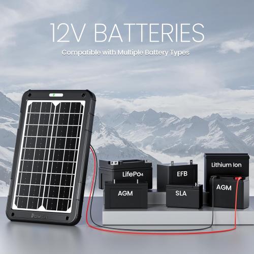 POWOXI 12V Solar Car Battery Charger: 15W Solar Panel Kit Battery Trickle Charger Maintainer with Smart PWM Controller for Car - RV Boat Marine Motorcycle - for Trailer Truck Snowmobile Tractor