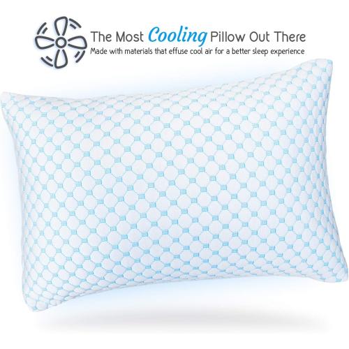 Clara Clark Cooling Pillows for Sleeping - Memory Foam Pillows - Luxury Gel Pillow with Reversible Cover Cool to Velvety - Breathable Bed Pillows for Side Sleepers - Queen - 18 x 26