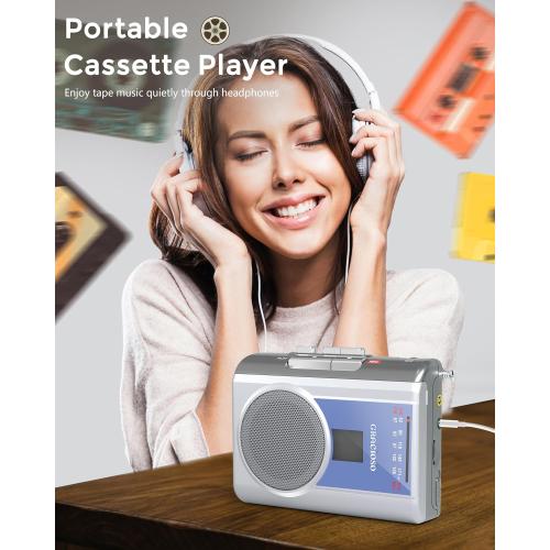 Gracioso Protable Cassette Player: AM FM Compact Cassette Tape Player with 3.5mm Headphone,Big Speaker & Earphone Jack, Build in Microphone,Cassette Recorder Player Powered by DC or AA Battery