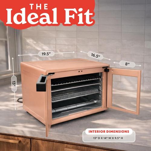 Gourmia French Door Air Fryer Oven - 37 Qt Large Capacity Convection Toaster Oven, FryForce 360°, Digital Display, 12 Cooking Presets, Dehydrate, Fits 13” Pizza, Dishwasher-Safe, Peach‼️needs heavy cleaning ‼️