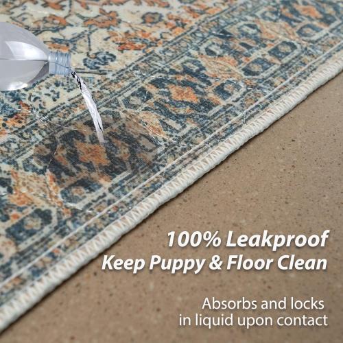 nunubaby Washable Pee Pads for Dogs, Stylish, Non-Slip and Leak-Proof Pee Pads. Reusable Potty Pads for Dogs for Crates and Floors.(Beige/Multi, 36 x72 )