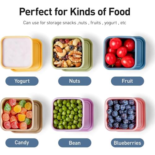 ISSEVE 8Pack 6oz Silicone Snack Containers for Kids with Lids, Reusable