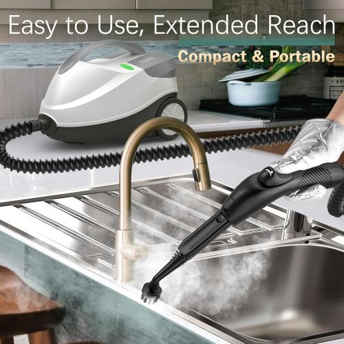 Steam Cleaner with 28 Accessories for Home, 1800W Powerful Multipurpose Steam Mop with 1.5L Tank for Floor Cleaning, Chemical-Free Heavy Duty Steamer for Cleaning Floors, Couch, Tile, Grout and Car