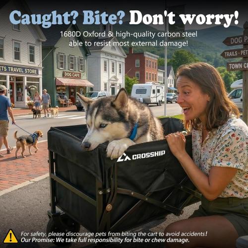 Folding Pet Wagon for Dogs - 330 Lbs Heavy Duty Dog Cart, All-Terrain Collapsible Wagon for Beach, Shopping & Camping, Garden Cart with Drop-Down Tailgate for 1 Medium Dog or 2 Small Puppies‼️has mild dog far and mild scratches ‼️