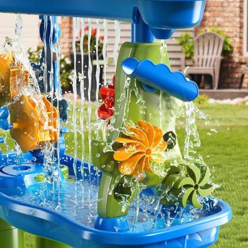 Water Table for Kids 3 4 5 6 7 Years Old, 3-Tier 4 Areas Water Table Activity Sensory Outside Toys for Toddlers 3-5, Beach Backyard Outdoor Play Table Gift for Boys Girls