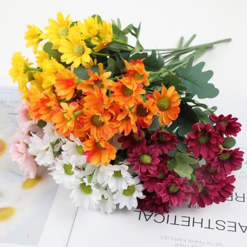 Artificial Outdoor Sunset Mums Flowers - UV Resistant, Waterproof, Windproof, Fake Fall Flower Daisy with Eucalyptus, Look Real, Full, Vibrant (10 Bundles Mix)