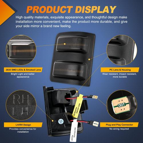 Nilight Side Mirror Marker Light Switchback Amber Turn Signals Lights White Parking Lamp Smoked Lens Plug and Play Compatible With 2008-2016 Ford F250 F350 F450 F550 Super Duty