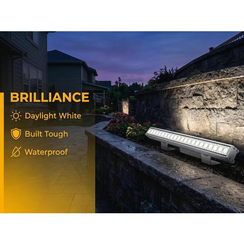 72W Outdoor Led Wall Washer Lights Bar, 40 Inches 5000K Daylight White Aluminium Wall Washer Light, 120V Waterproof IP67 Outdoor LED Light Bar for Outdoors, Plug-in (2 Pack)