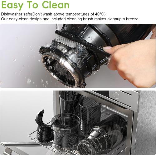 Masticating Juicer-Large Feed Chute 13cm, 250w Self Feeding Cold Press Juicer-1.6l Capacity,Slow Juicer Machines,Juice Extractor for Whole Fruits & Vegetables, Heavy Duty, Easy(