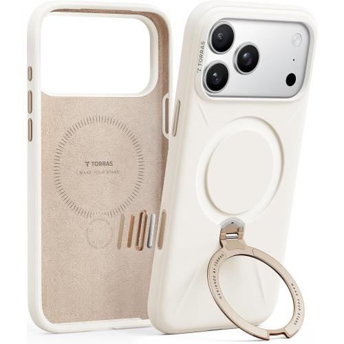 TORRAS Q3 Silicone for iPhone 17 Pro Max Case Magnetic Stand Ivory Gold