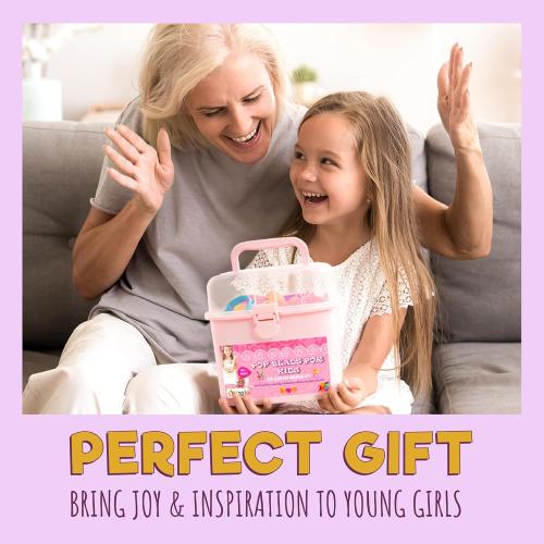 Orian Pop Beads Jewelry Making Kit for Girls, 500  Piece Set for Girls Ages 3 and Up,Colorful Snap Beads,Bracelet,Necklaces and Rings Unicorn Gift Bag