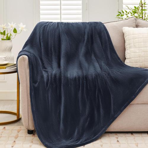 Heated Blanket Twin 62×84 - Premium Cosy Soft Electric Blanket with 6 Heating Levels,Fast Heating Flannel Sherpa Machine Washable Blanket for Bed & Couch - Auto Shut Off(Navy Blue)