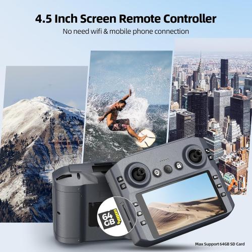GPS Drone with 2K Camera for Adults, 5G FPV Foldable Drone with 4.5 Screen Controller, Brushless Motor, Tap Fly & Circle Fly, GPS Auto Return, Follow Me, Long Flight Time RC Quadcopter for Beginners
