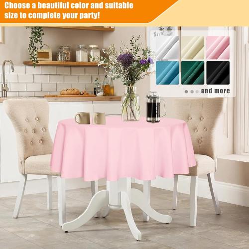 Fitable Pink Round Tablecloth 60 inch, Stain and Wrinkle Resistant Washable Polyester Table Cloth for Dining Buffet Parties and Camping