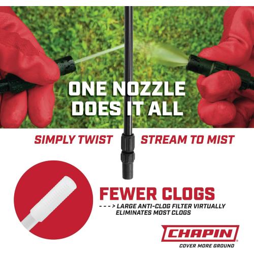 Chapin 20004 Pump Sprayer, 1-Gallon SureSpray Translucent Tank with an Easy Fill Funnel-Top Opening, Adjustable Cone Nozzle & 34 Long Reach Hose, Used for Fertilizer, Pesticides, Weeds & Pests