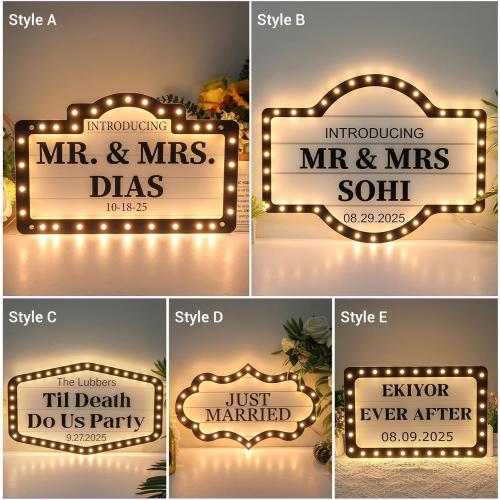 Custom Wedding LED Bottle Service Sign, Large Personalized Wedding Reception Light Up Marquee Signs, Customized Waterproof Marquee Bottle Service Lights for Nightclub Bar Birthday Party, Battery Case