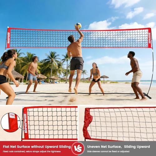 Bearwill Volleyball Net, 12FT/20FT Portable Volleyball Net for Backyard, Freestanding Volley Ball Set Height Adjustable with Carry Bag, Volley Ball Practice Nets Training Equipment for Indoor Outdoor