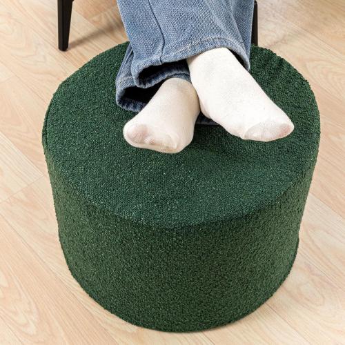 Asuprui Supportive Boucle Pouf Ottoman and Foot Rest Elevate Your Living Room Decor with Lightweight Pouf Filler Modern Foam Stuffed Poof Perfect to Rest Your Feet Moss Green